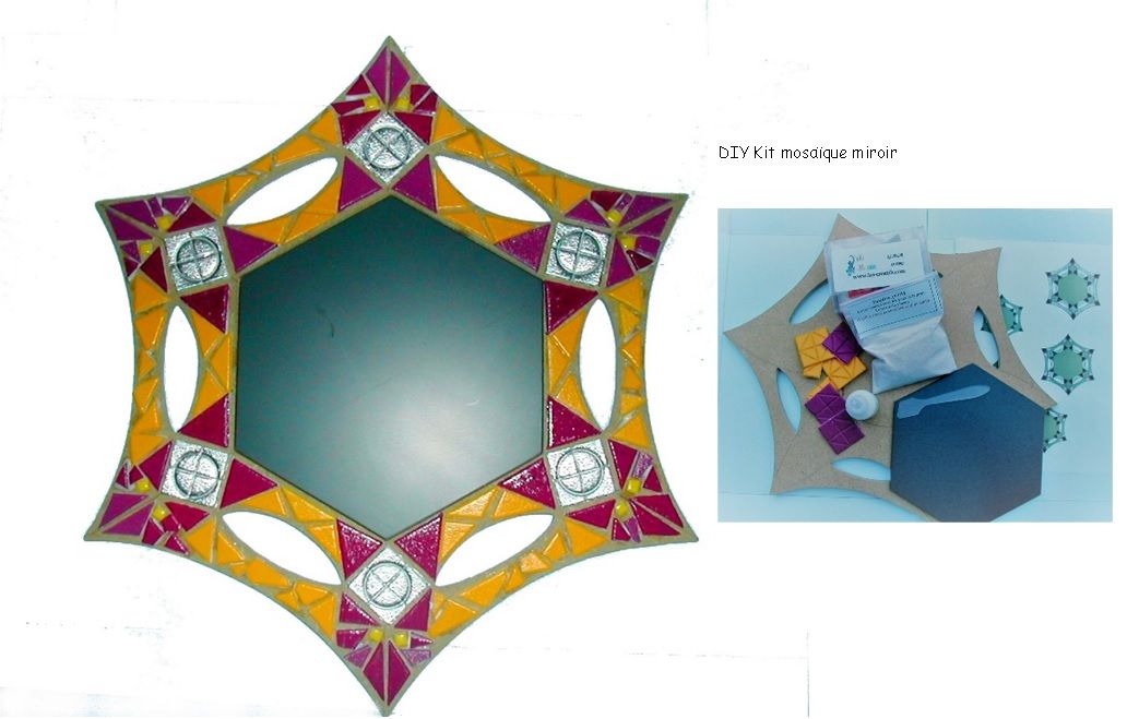 DIY Coffret création, Kit mosaïque  "Miroir étoile"
