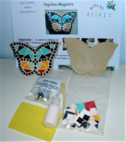 DIY Kit mosaïque "magnet papillon"   enfant 4/10 ans