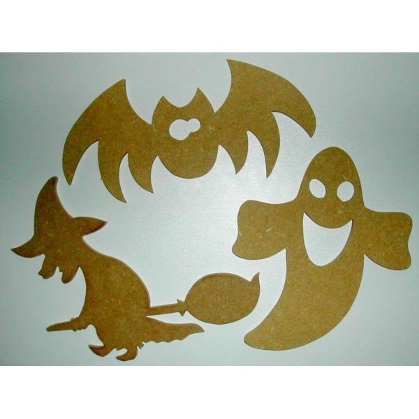 Personnages d' Halloween à décorer " Fantôme , sorcière et Chauve souris "