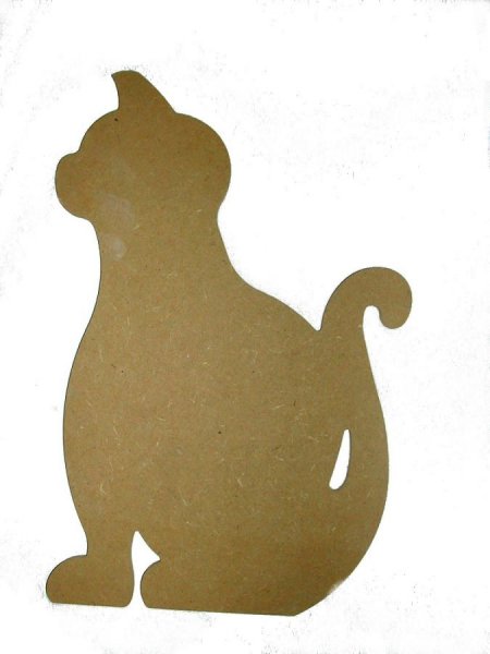 Silhouette de chat assis en bois médium à décorer 